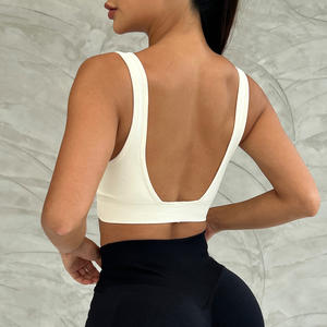 Vente en gros de soutien-gorge de sport sexy pour femmes, personnalisé, couleur unie, haute élasticité, débardeur de fitness respirant, soutien-gorge de yoga - Product Image 3