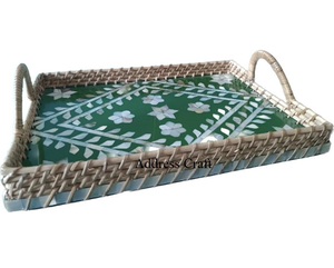 ถาดสานหวายแบบคลาสสิก,ถาดไม้ไผ่ถาดใส่ของตกแต่งบ้านโลโก้แบบออกแบบเอง - Product Image 3