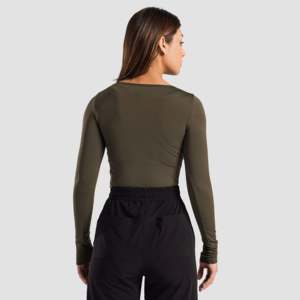 Combinaison Olive à Manches Longues, Style Bodycon Sexy, Tissu en Nylon Tricoté, Imprimé Sans Couture, Coupe Ajustée, pour Printemps, Été, Automne, Hiver - Product Image 3