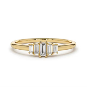 Anillo de Diamantes Cultivados en Laboratorio de 0.60 CTW, Corte Baguette, Oro Sólido de 14K, Anillo de Boda Minimalista, Joyería Fina - Product Image 1