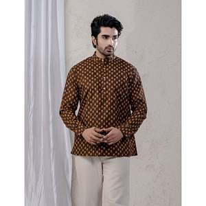 เสื้อคุर्ตาผ้าฝ้ายพิมพ์ลายลำลองสำหรับผู้ชาย แขนยาว ผ้าป๊อปลิน ระบายอากาศได้ดี ลายดอกไม้ - Product Image 1