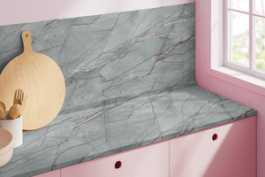 Custom <b>Prime</b> Core Hotel Kitchen Bathroom Vanity Tops Calacatta Artificial Quartz Stone Eco-Friendly Fire Resistant 1 Year - Product Image 1