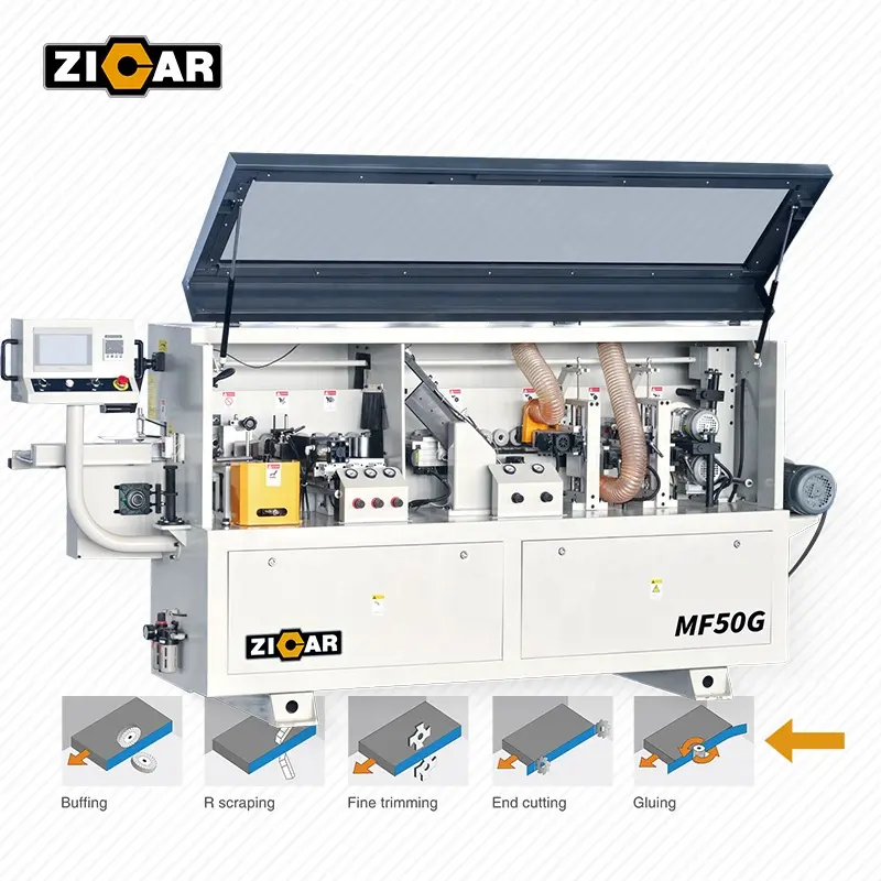 Zicar Máy chế biến gỗ tự động cạnh bander Bảng gỗ 5 chức năng cạnh dải máy trong guanzhou