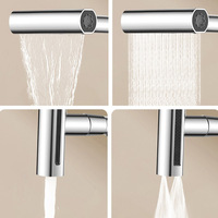 Robinet de cuisine extractible OEM en chrome avec effet pluie rotatif et jet cascade, mitigeur chaud et froid