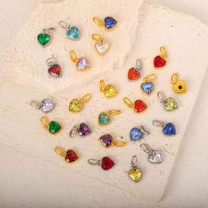 Colgantes y dijes de moda de acero inoxidable 316L chapados en oro PVD de 14K y 18K personalizados DIY para la fabricación de joyas con dijes de diamantes de imitación para pulseras - Product Image 1