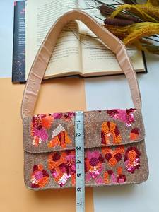 Sac à bandoulière perlé en or rose Sac à bandoulière perlé Sac à main floral à paillettes Sac à main à fleurs Sacs à poignée supérieure - Product Image 3