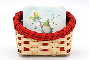 Cesta de Almacenamiento Navideña Ecológica de Bambú Verde y Rojo Natural Hecha a Mano por Sisu Handicraft - Product Image 3