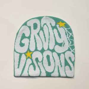 2025 nuevo diseño letra Jacquard pulóver invierno otoño Hip-Hop 100% acrílico Unisex tejido calavera satén forrado colorido gorro - Product Image 1