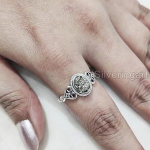 Bague pour femme en pyrite naturelle, pierre précieuse, pouvoir d'attirer l'argent, bohème, pyrite brute, bijoux faits à la main, bague en argent sterling 925 - Product Image 5