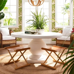 Taburete Plegable de Cuero Artesanal con Estructura de Madera Sólida, Diseño Contemporáneo, Asiento Compacto para Hogar, Sala de Estar, Dormitorio, Hotel - Product Image 4