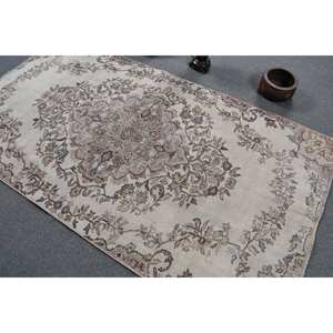 Classic Beige Brown 4.2x7.6ft <b>Vintage</b> Turkish Rug Faux Rabbit Fur Latex Backing Patchwork Hallway Rectangle <b>Sideboard</b> Rugs - Product Image 4