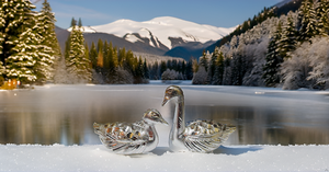 Statues modernes de canard/cygne baiser Belle aluminium pour les sculptures d'oiseaux d'amour Vastu Feng Shui Symbole de l'amour - Product Image 3