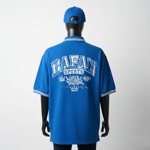 Polo pour homme en polyester piqué de haute qualité, 220 GSM, respirant, couleur bleue, broderie, logo personnalisé, chemises polo pour homme - Product Image 2