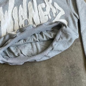 Couper et coudre pull à capuche couleur bloc conception coton mélangé matériel ODM approvisionnement hommes détresse broderie à capuche - Product Image 5