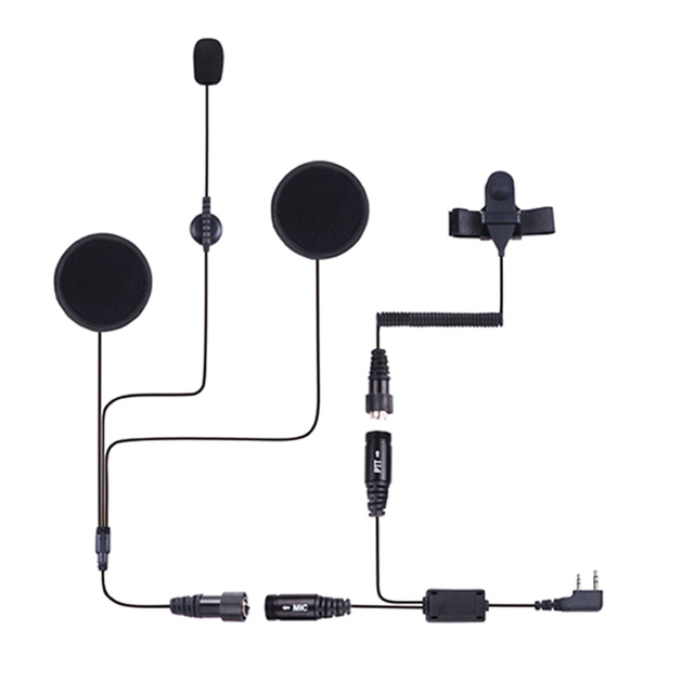 Motorcycle Intercom Push to Talk Helmet Headst Motorbike Communication System for 2-Pin Baofeng UV-5R BF-F8HP PRO Walkie Talkie