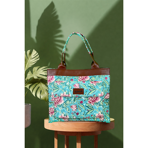 Bolso de hombro verde bohemio vintage con decoración de letras, portátil y de parte superior abierta - Product Image 1