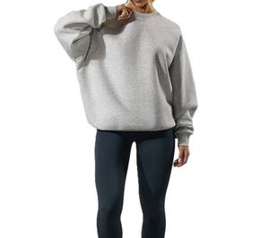 Nouveau design de sweat-shirt uni pour femmes automne hiver mode ample sweat à col rond pour femmes couleur grise vêtements de sport entraînement confortable - Product Image 1