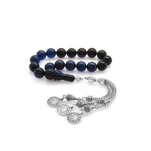 Sfera con nappine in metallo a prova di appannamento taglio blu-nero ambra pressata Efe Tasbih - Product Image 1