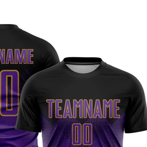 Camiseta de Fútbol de Manga Corta con Degradado Negro y Morado, Transpirable, Ligera, que Absorbe la Humedad, para Entrenamiento y Partido - Product Image 4