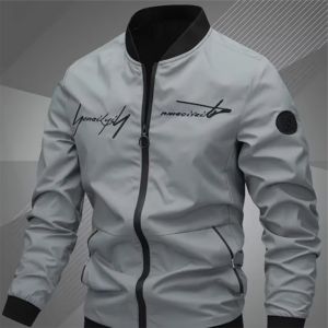 2025 hommes décontracté col montant Zip Bomber veste avec Logo personnalisé nouveau printemps coupe-vent - Product Image 1