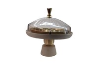 Support de présentation de desserts en aluminium fait main, écologique et luxueux, avec cloche en verre, pour gâteaux, en-cas, fruits secs, sans danger pour les aliments