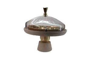 Support de présentation de desserts en aluminium fait main, écologique et luxueux, avec cloche en verre pour gâteaux, en-cas, fruits secs, design moderne - Product Image 3