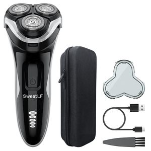Afeitadora Eléctrica para Hombre, Húmeda/Seca, Triple Cuchilla, Resistente al Agua IPX7, Fuente de Alimentación USB, Afeitadora Rotatoria Inalámbrica, Estuche de Viaje Negro, Repuesto - Product Image 1