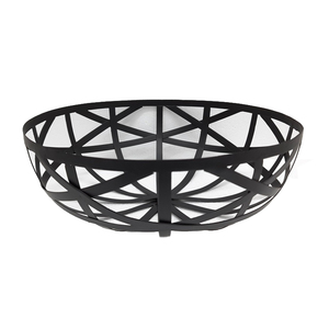 Panier en fil de fer en métal de forme ronde fini noir pour le salon de table panier de rangement polyvalent de vente chaude - Product Image 3