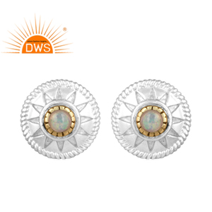 Fine Sterling Silver Natural Ethiopian <b>Opal</b> Gemstone <b>Stud</b> <b>Earring</b> Designer Jewelry For Women - Product Image 1