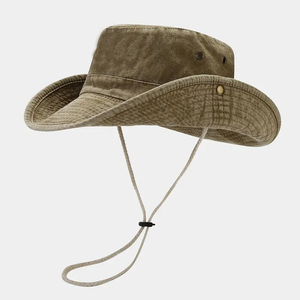 Chapeau de Cowboy Tan & White en cuir de fourrure sur cheveux avec sangle réglable, chapeau de Cowboy pour hommes et femmes - Product Image 5