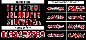 Maillot de baseball noir personnalisé avec nom et numéro d'équipe imprimés en rouge et blanc, uniforme de sport sublimé personnalisé - Product Image 3