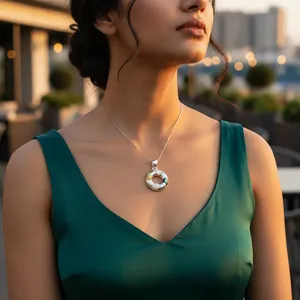 925 Silver <b>Mother</b> of Pearl Pendant for Women Gold Plated Religious Fashion Jewelry with Zircon Mainly Made of Zinc Alloy - Product Image 2