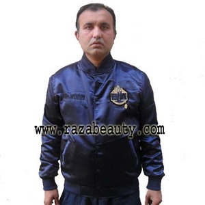 Chaqueta Bomber de satén personalizada al por mayor chaquetas Bomber de satén de seda bordadas Varsity chaqueta Varsity de béisbol para hombre - Product Image 5