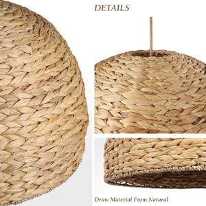 Cuenco de ratán de jacinto de agua Natural de 24 pulgadas, luz colgante enchufable, accesorio para comedor, cocina, dormitorio, producto, herramienta de torneado - Product Image 4