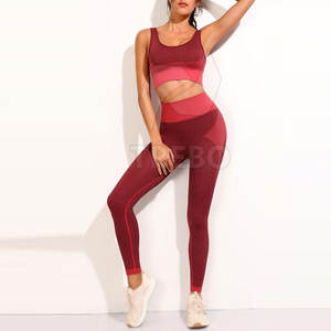 Active Wear Yoga Set para mujer Logotipo frontal sólido Ecológico Transpirable Ropa de entrenamiento de 2 piezas - Product Image 5