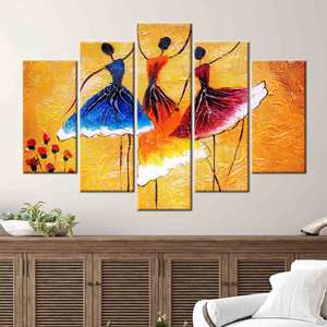 Toile imprimée : Tableau d'art moderne sur le thème de la danse de la ballerine, 5P Mix-Gallery Wrap - Product Image 1