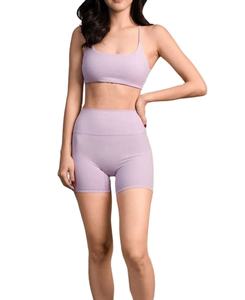 Ensemble de yoga : Short d'entraînement sans coutures, confortable, flexible, élégant, respirant, en Spandex/Nylon, extensible dans les quatre sens, taille élastique - Product Image 2