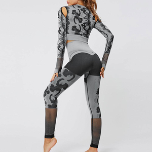 ชุดสปอร์ตบราและกางเกงเอวสูงสำหรับผู้หญิงชุดออกกำลังกายฟิตเนสแบบแอกทีฟ2ชิ้น - Product Image 5