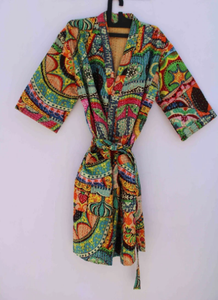 Handmade Winter Kantha Quilted Jacket Jungle Print Kimono Robe Perfect <b>Bath</b> <b>Gift</b> <b>for</b> <b>Her</b> - Product Image 2