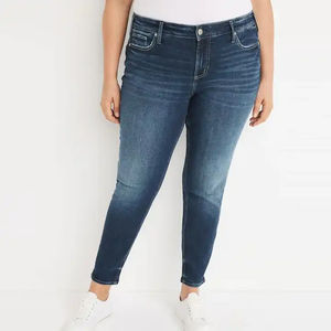 Pantalones vaqueros rasgados ajustados de cintura alta para mujer clásicos pierna ancha Bootcut Stretch Casual Denim moda cómoda Streetwear botón verano - Product Image 2