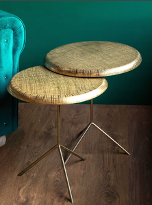 Top Selling Gold Handmade Patterned <b>Round</b> Top Metal Side <b>Table</b> for Decoration At Best Price - Product Image 4
