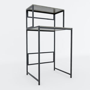 Étagère à lave-linge à 2 niveaux en bois de caoutchouc avec structure en fer thermolaqué pour salle de bain (installation sur pied) - Product Image 3