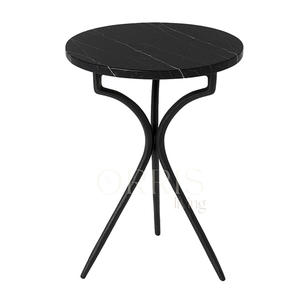 Chevet rond moderne avec plateau en marbre et base en métal durable, meubles de chambre à coucher artisanaux pour usage hôtelier - Product Image 6