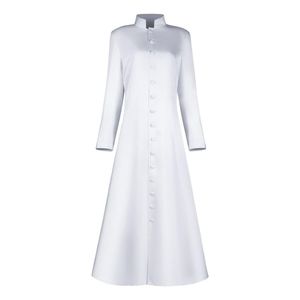 Túnica de sacerdote blanca transpirable ligera con cuello romano de manga larga para ceremonias de iglesia cristiana - Product Image 4