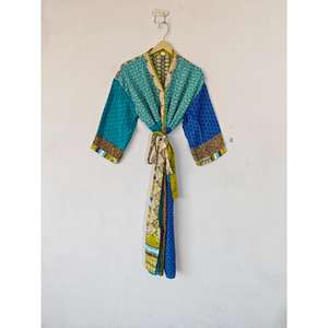 Bata de seda con cubierta de Bikini indio, Kimono Sari, ropa de playa cómoda para maternidad y ropa de dormir para verano y otoño - Product Image 1