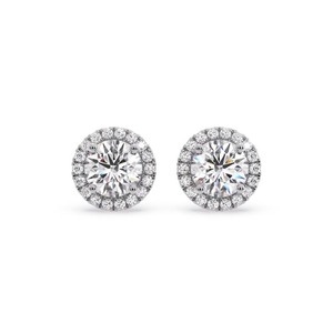 Pendientes de Diamantes Finos con Corte Redondo Luminoso y Halo Único, Diamante Cultivado en Laboratorio de 0.60 Ct en Platino, para Regalo de Compromiso o Aniversario - Product Image 1