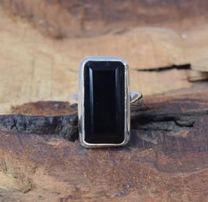 Anillo de estilo bohemio con piedra preciosa de ónix negro natural, Plata de Ley 925 sólida, joyería hecha a mano, chapado en rodio, características de sello 925 - Product Image 4