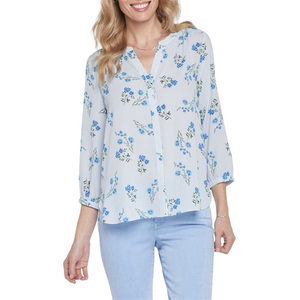 เสื้อเบลาส์ทรงหลวมพิมพ์ลายดอกไม้ยาว รุ่น Nydj X-Large ผ้าเครประบายอากาศได้ดี ผ้าลินินชีฟอง เหมาะสำหรับใส่ทำงานในฤดูใบไม้ผลิ/ฤดูร้อน - Product Image 1