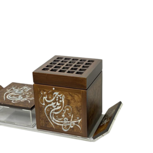 Premium Style Acrylic <b>Tray</b> Jar with Lid Wooden MOP Inlay Box and Incense burner Censer Bakhoor From Vietnam - Product Image 1