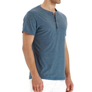 Camiseta de algodón de calidad de marca para hombre, camisetas sólidas ajustadas con diseño de moda de cuello Henry, camisetas de manga corta para hombre - Product Image 3